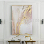 Hand painted Abstract Gold and Pink Color Oil Paintings