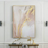 Hand painted Abstract Gold and Pink Color Oil Paintings