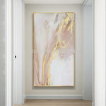 Hand painted Abstract Gold and Pink Color Oil Paintings