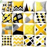 Frigg Yellow Black Geometric Pattern Square Cushion Cover