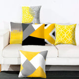 Frigg Yellow Black Geometric Pattern Square Cushion Cover