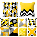 Frigg Yellow Black Geometric Pattern Square Cushion Cover