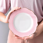 Tableware Gold Edge Irregular Ceramic Plate Floral Shape