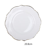 Tableware Gold Edge Irregular Ceramic Plate Floral Shape