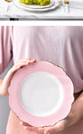 Tableware Gold Edge Irregular Ceramic Plate Floral Shape