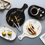 White Black Golden Ceramic Dishes And Plate