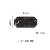 White Black Golden Ceramic Dishes And Plate