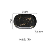 White Black Golden Ceramic Dishes And Plate