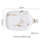 White Black Golden Ceramic Dishes And Plate