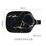 White Black Golden Ceramic Dishes And Plate