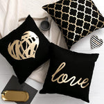 Black Golden Leaves Cushion Bronzing Gold
