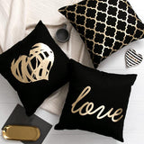 Black Golden Leaves Cushion Bronzing Gold
