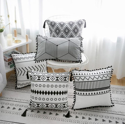 Black White Velvet pillowcase cushion