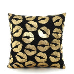 Black Golden Leaves Cushion Bronzing Gold