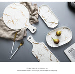 White Black Golden Ceramic Dishes And Plate