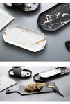 White Black Golden Ceramic Dishes And Plate