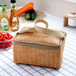 Waterproof Rattan Lunch Bags Food Storage Container Portable Lunch Box