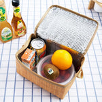 Waterproof Rattan Lunch Bags Food Storage Container Portable Lunch Box