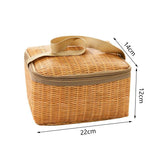 Waterproof Rattan Lunch Bags Food Storage Container Portable Lunch Box