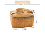 Waterproof Rattan Lunch Bags Food Storage Container Portable Lunch Box
