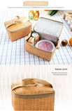 Waterproof Rattan Lunch Bags Food Storage Container Portable Lunch Box