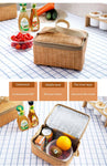 Waterproof Rattan Lunch Bags Food Storage Container Portable Lunch Box