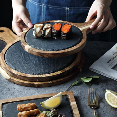 Solid Wood Slate Dinner Plate