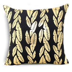 Black Golden Leaves Cushion Bronzing Gold