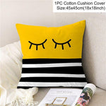 Frigg Yellow Black Geometric Pattern Square Cushion Cover
