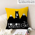 Frigg Yellow Black Geometric Pattern Square Cushion Cover