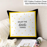Frigg Yellow Black Geometric Pattern Square Cushion Cover