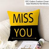 Frigg Yellow Black Geometric Pattern Square Cushion Cover