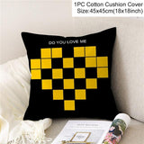 Frigg Yellow Black Geometric Pattern Square Cushion Cover
