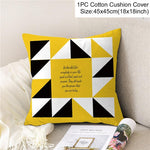 Frigg Yellow Black Geometric Pattern Square Cushion Cover
