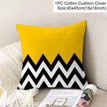 Frigg Yellow Black Geometric Pattern Square Cushion Cover