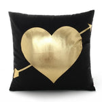 Black Golden Leaves Cushion Bronzing Gold