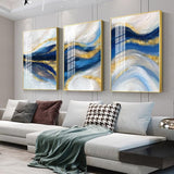 Blue Gold Abstract Canvas Painting