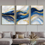 Blue Gold Abstract Canvas Painting