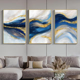 Blue Gold Abstract Canvas Painting