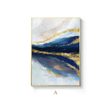 Blue Gold Abstract Canvas Painting