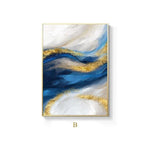 Blue Gold Abstract Canvas Painting