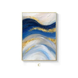 Blue Gold Abstract Canvas Painting