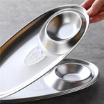 Plate Stainless Steel Fast Food Oval Sushi Plate