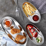Plate Stainless Steel Fast Food Oval Sushi Plate